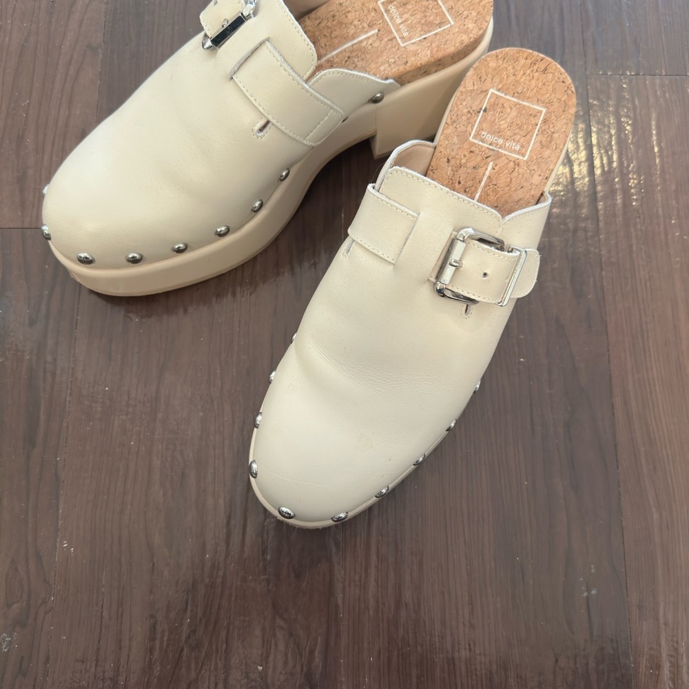 Dolce Vita Off-White Studded Platform Clogs - Picture 3 of 3